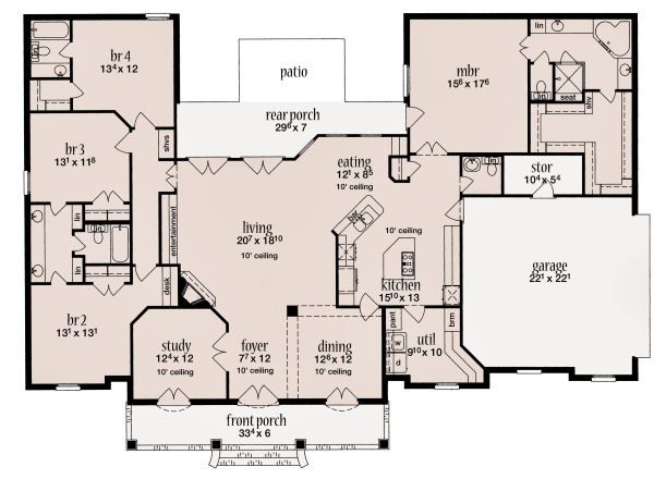 House Plan Design - European Floor Plan - Main Floor Plan #36-487