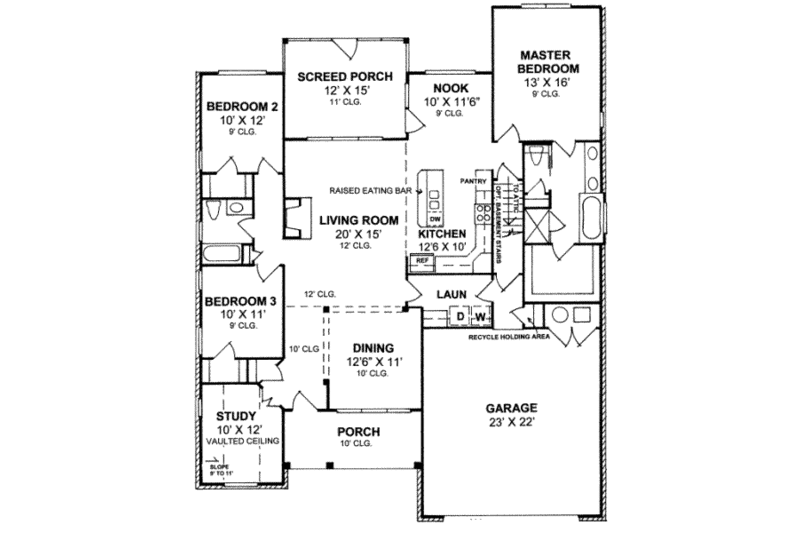 Dream House Plan - Floor Plan - Main Floor for Traditional House Plan #20-1591 - 3 bed, 2 bath