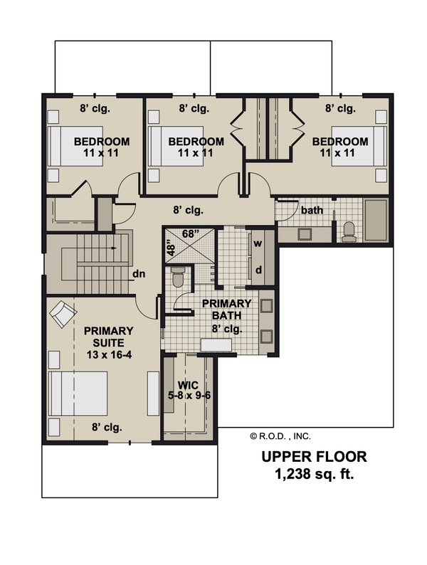 House Blueprint - Bungalow Floor Plan - Upper Floor Plan #51-1352