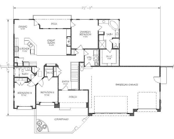 Adobe / Southwestern Floor Plan - Main Floor Plan #24-286