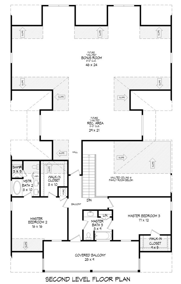 House Blueprint - Traditional Floor Plan - Upper Floor Plan #932-411