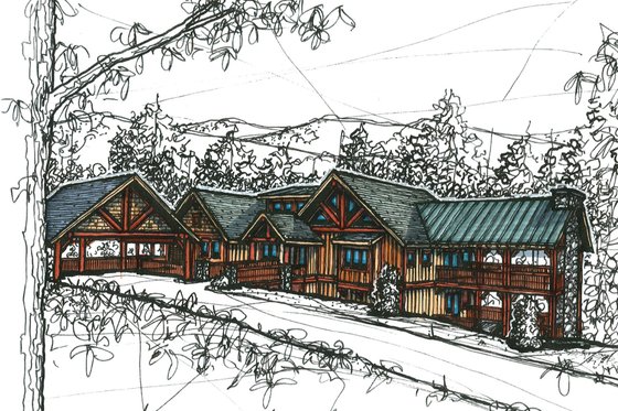 Exterior - Front Elevation 3 for Craftsman House Plan #921-11 - 4 bed, 4 bath