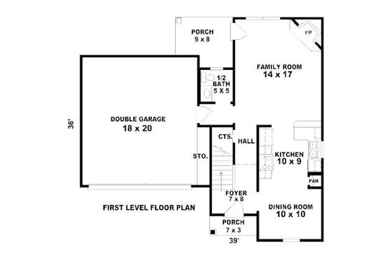 Floor Plan - Main Floor for European House Plan #81-13763 - 3 bed, 2.5 bath