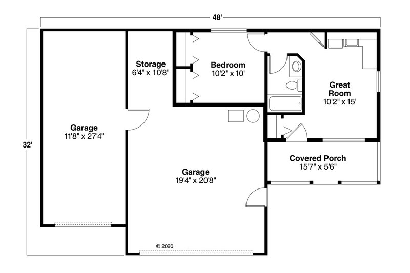 Home Plan - Floor Plan - Main Floor for Traditional House Plan #124-656 - 1 bed, 1 bath