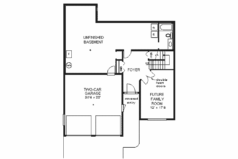 House Blueprint - Floor Plan - Lower Floor for European House Plan #18-158 - 3 bed, 2 bath