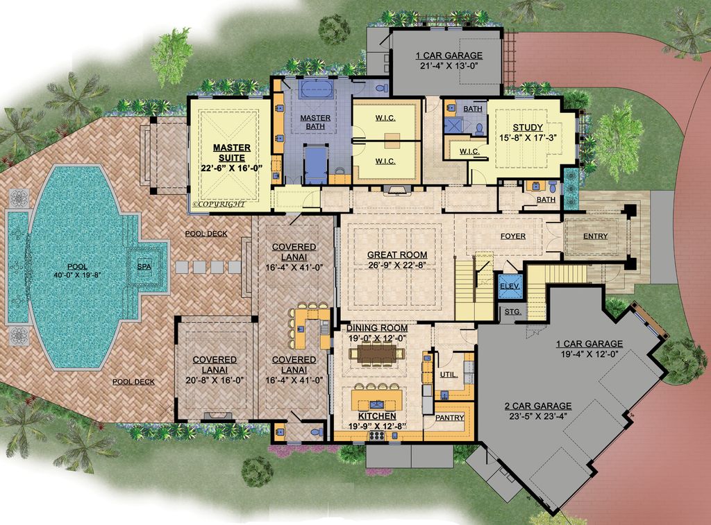 Contemporary Style House Plan - 5 Beds 8 Baths 6001 Sq/Ft Plan #548-25