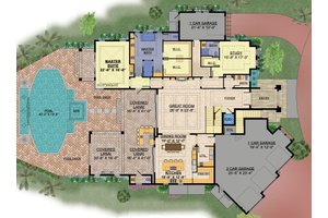 Floor Plan - Main Floor for Contemporary House Plan #548-25 - 5 bed, 6.5 bath