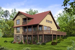 Exterior - Rear Elevation for Cabin House Plan #932-344 - 3 bed, 2 bath