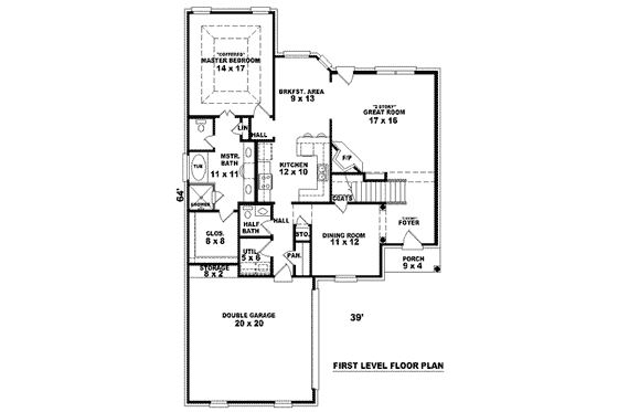 Floor Plan - Main Floor for European House Plan #81-761 - 3 bed, 2.5 bath