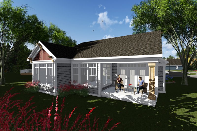 Home Plan - Exterior - Rear Elevation for Craftsman House Plan #70-1262 - 2 bed, 2 bath