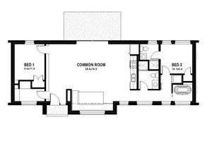 Floor Plan - Main Floor for Modern House Plan #497-33 - 2 bed, 2 bath