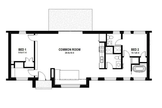 Floor Plan - Main Floor for Modern House Plan #497-33 - 2 bed, 2 bath