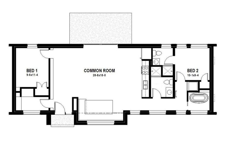 Dream House Plan - Floor Plan - Main Floor for Modern House Plan #497-33 - 2 bed, 2 bath