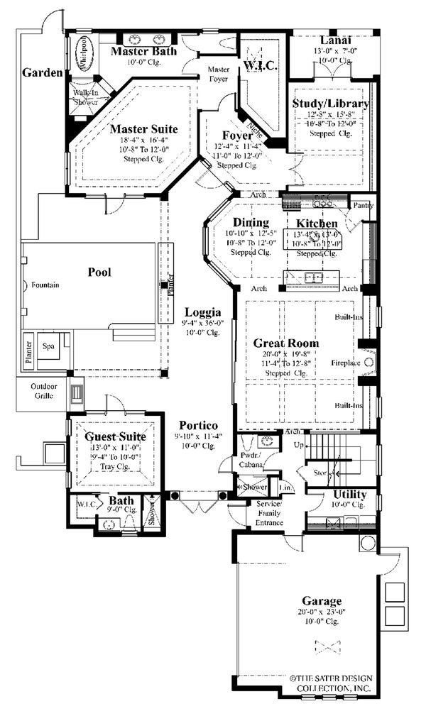 Architectural House Design - Mediterranean Floor Plan - Main Floor Plan #930-22