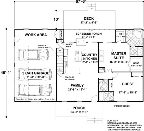 Traditional Style House  Plan  2  Beds 2  5 Baths 1500  Sq  Ft  