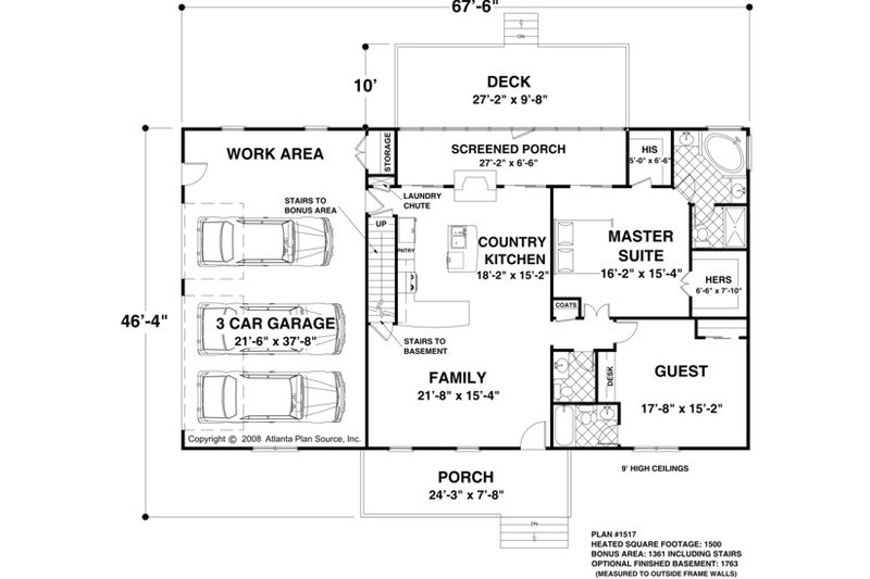 Home Plan - Floor Plan - Main Floor for Traditional House Plan #56-606 - 2 bed, 2.5 bath