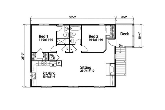 Floor Plan - Upper Floor for Country House Plan #22-612 - 2 bed, 2 bath
