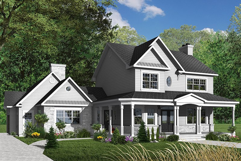 Home Plan - Country Exterior - Front Elevation Plan #23-382
