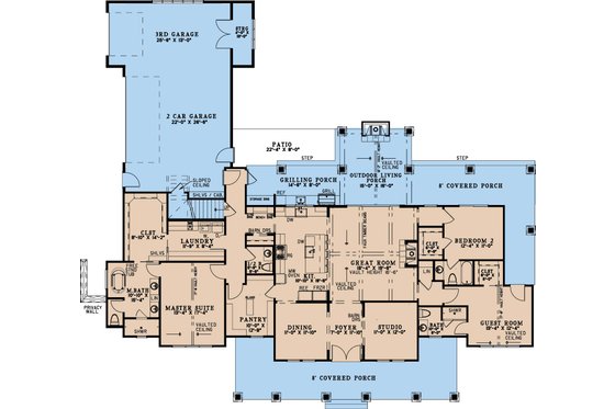 Floor Plan - Main Floor for Farmhouse House Plan #923-393 - 3 bed, 3.5 bath
