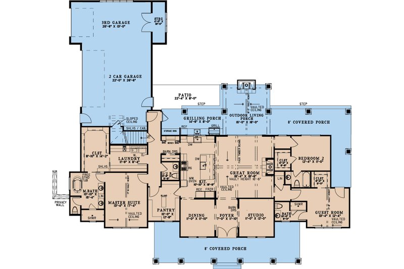 Home Plan - Floor Plan - Main Floor for Farmhouse House Plan #923-393 - 3 bed, 3.5 bath