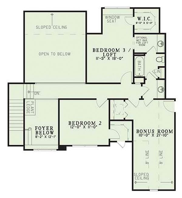 House Design - Traditional Floor Plan - Upper Floor Plan #17-2045