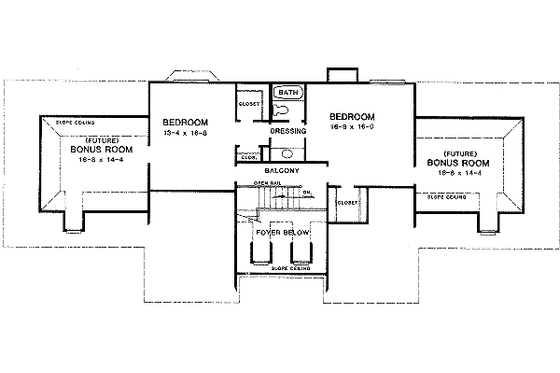 Floor Plan - Upper Floor for European House Plan #10-213 - 3 bed, 2.5 bath