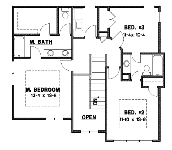 Traditional Floor Plan - Upper Floor Plan #67-870