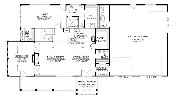 Floor Plan - Main Floor for Barndominium House Plan #1064-494 - 3 bed, 2.5 bath