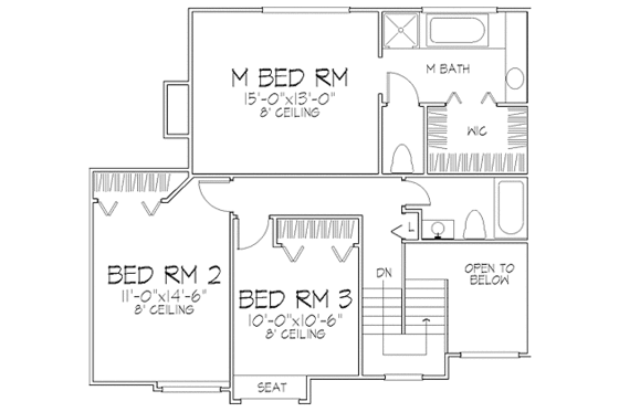 Floor Plan - Upper Floor for Country House Plan #320-436 - 3 bed, 2.5 bath
