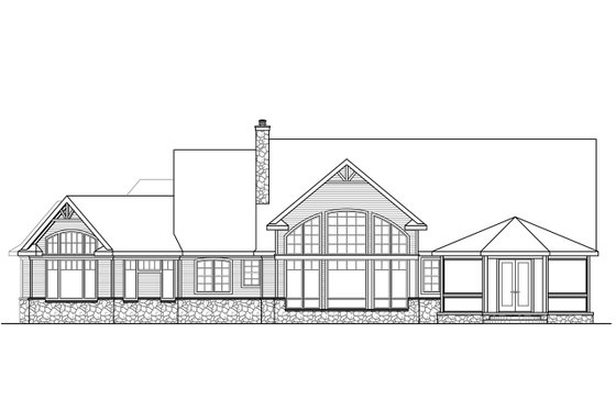 Exterior - Rear Elevation for Country House Plan #124-1010 - 3 bed, 3.5 bath
