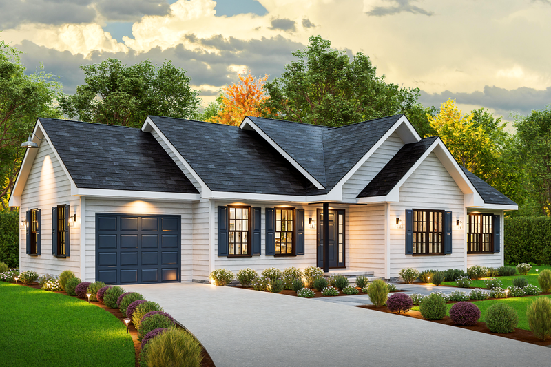 House Blueprint - Exterior - Front Elevation 4 for Traditional House Plan #54-637 - 3 bed, 2 bath