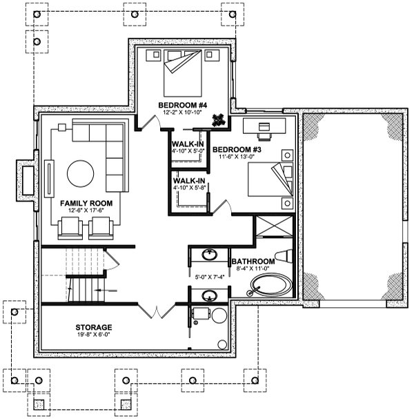 Farmhouse Floor Plan - Lower Floor Plan #23-2767