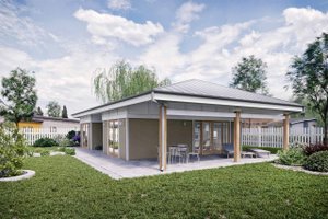 Exterior - Rear Elevation for Ranch House Plan #924-11 - 2 bed, 1 bath