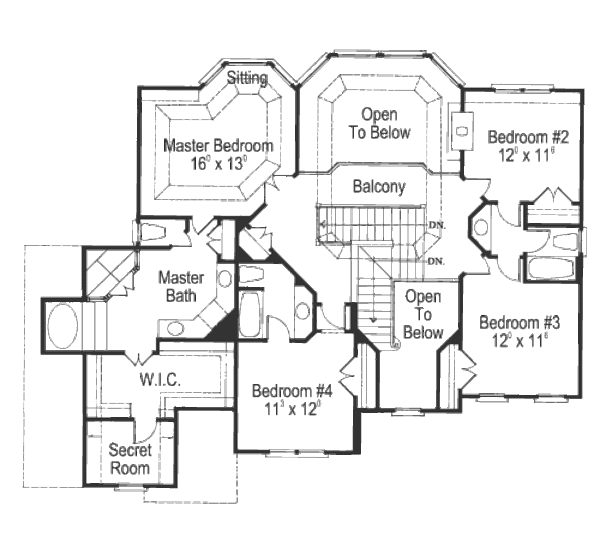 Dream House Plan - Traditional Floor Plan - Upper Floor Plan #429-26