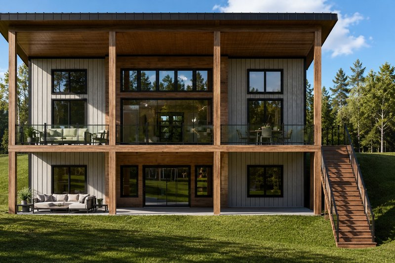 Dream House Plan - Exterior - Rear Elevation for Modern House Plan #1064-489 - 2 bed, 2.5 bath
