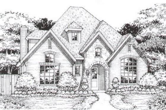 Exterior - Front Elevation for European House Plan #141-242 - 3 bed, 3.5 bath