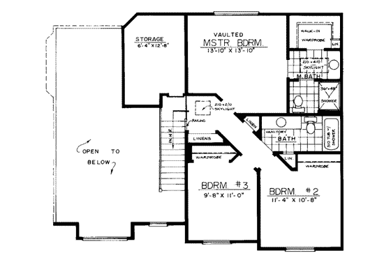 Floor Plan - Upper Floor for Traditional House Plan #303-435 - 3 bed, 2.5 bath