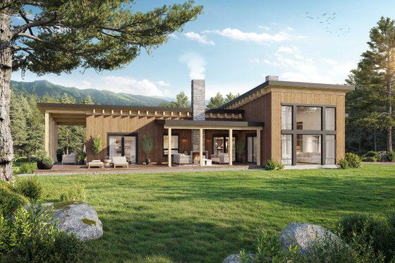 Exterior - Rear Elevation for Contemporary House Plan #924-1 - 3 bed, 2 bath