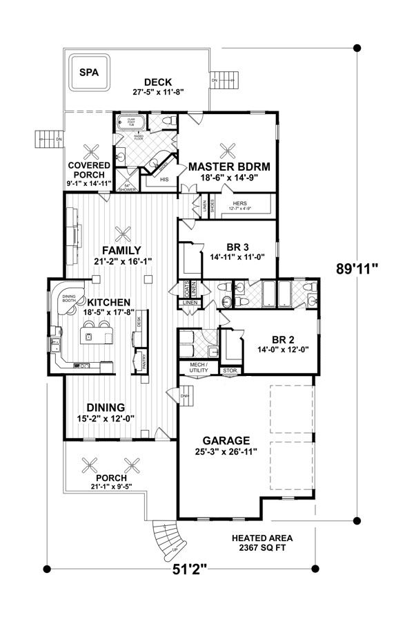 Home Plan - Craftsman Floor Plan - Main Floor Plan #56-700