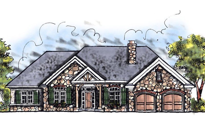 House Blueprint - European Exterior - Front Elevation Plan #70-644