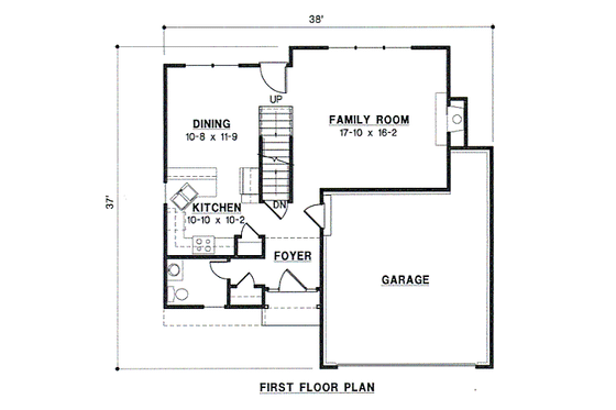 Floor Plan - Main Floor for Traditional House Plan #67-475 - 3 bed, 2.5 bath