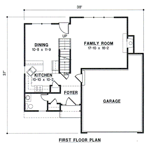 Floor Plan - Main Floor for Traditional House Plan #67-475 - 3 bed, 2.5 bath