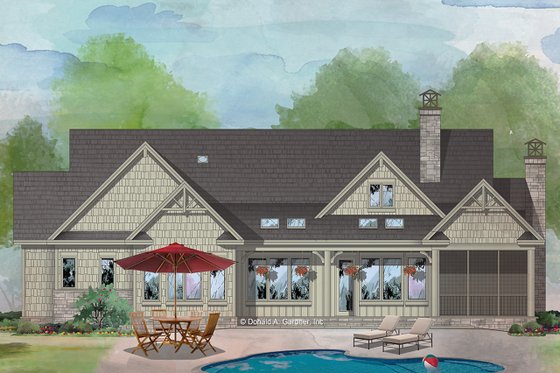 Exterior - Rear Elevation for Craftsman House Plan #929-998 - 3 bed, 2 bath