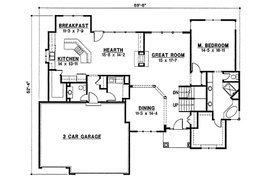 Floor Plan - Main Floor for Traditional House Plan #67-779 - 4 bed, 3 bath
