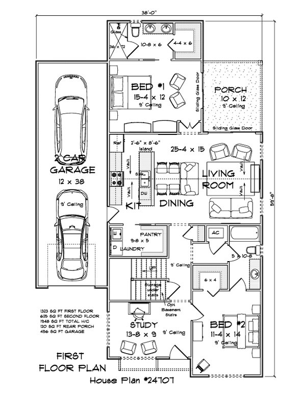 Architectural House Design - Floor Plan - Main Floor for Cottage House Plan #513-2499 - 5 bed, 3 bath