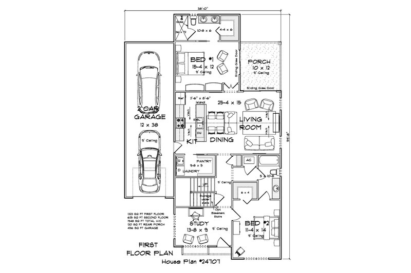 Architectural House Design - Floor Plan - Main Floor for Cottage House Plan #513-2499 - 5 bed, 3 bath