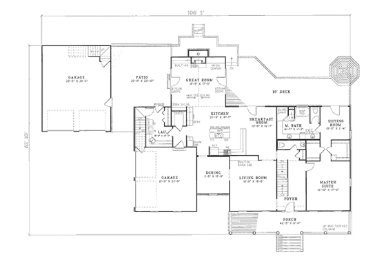 Floor Plan - Main Floor for Country House Plan #17-253 - 5 bed, 3.5 bath