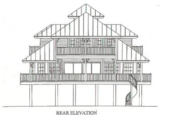 Exterior - Rear Elevation for Country House Plan #115-136 - 3 bed, 2 bath
