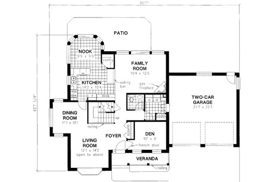 Floor Plan - Main Floor for Traditional House Plan #18-342 - 3 bed, 2.5 bath