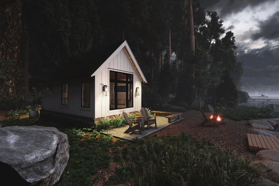 Exterior - Rear Elevation 1 for Farmhouse House Plan #1094-11, 1 bath